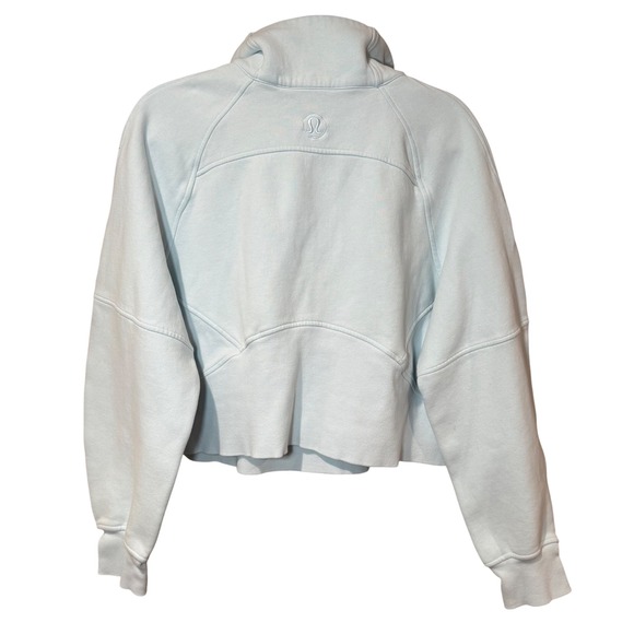 Lululemon Scuba Oversized Funnel Neck Half Zip Cropped Powder Blue Size M/L - Picture 5 of 10